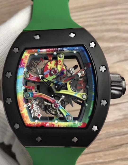 Buy Richard Mille RM 68-01 Kongo Tourbillon skeleton green Rubber watches